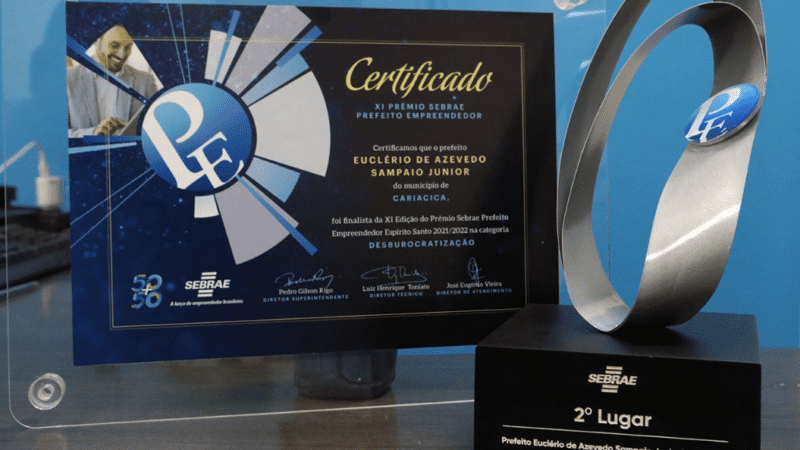 Prefeito de Cariacica Euclério Sampaio é premiado no XI Prêmio Sebrae Prefeito Empreendedor