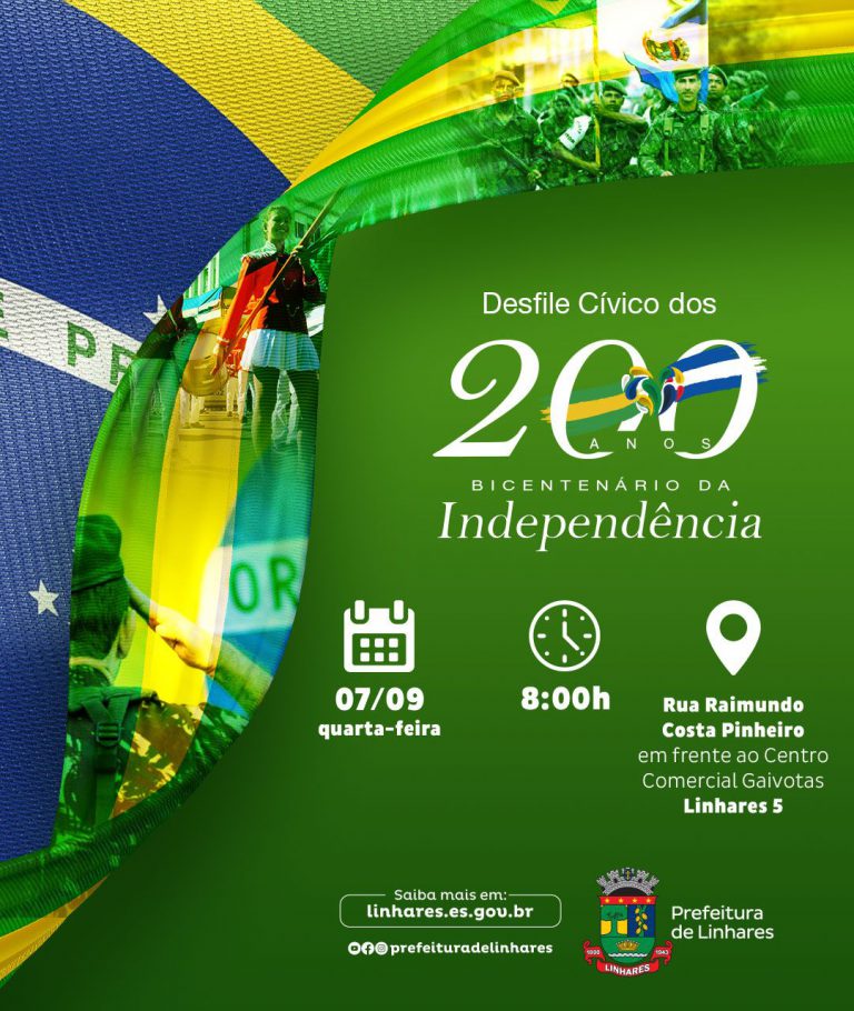Mais de 30 alas vão participar do desfile cívico em Linhares para celebrar o bicentenário da Independência do Brasil