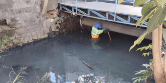Secretaria de Serviços de Cariacica realiza limpeza manual no canal do bairro Porto Novo