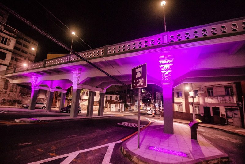 Viaduto Caramuru é iluminado em homenagem a diversos movimentos em junho