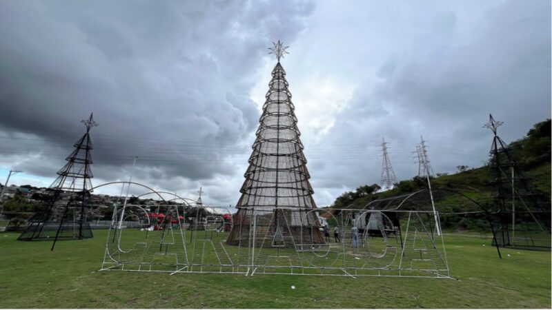 Vila de Natal ganha toque especial com decoração das árvores feita por instituições sociais